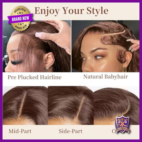 28 Inch Straight Human Hair Wig HD Lace Front Pre Plucked 180% Density